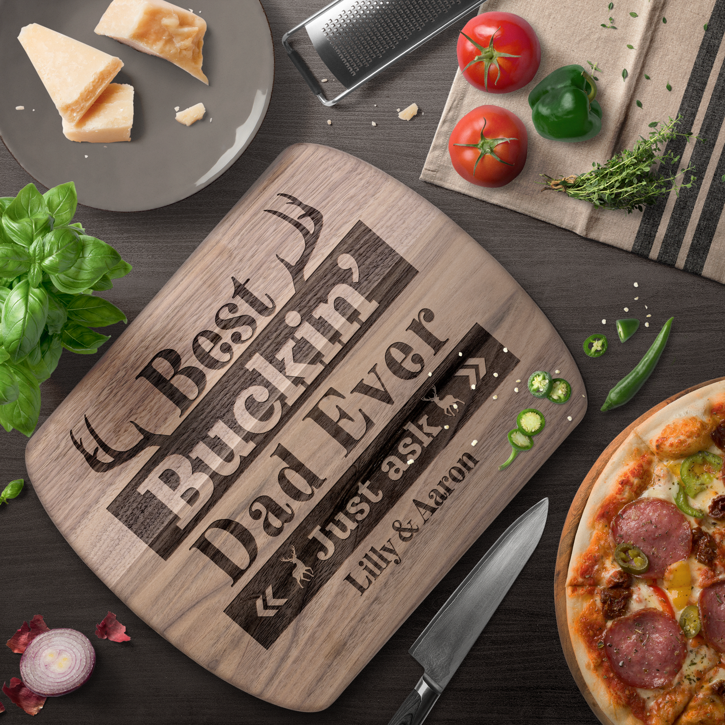 Personalized Best Buckin' Dad Hardwood Oval Cutting Board