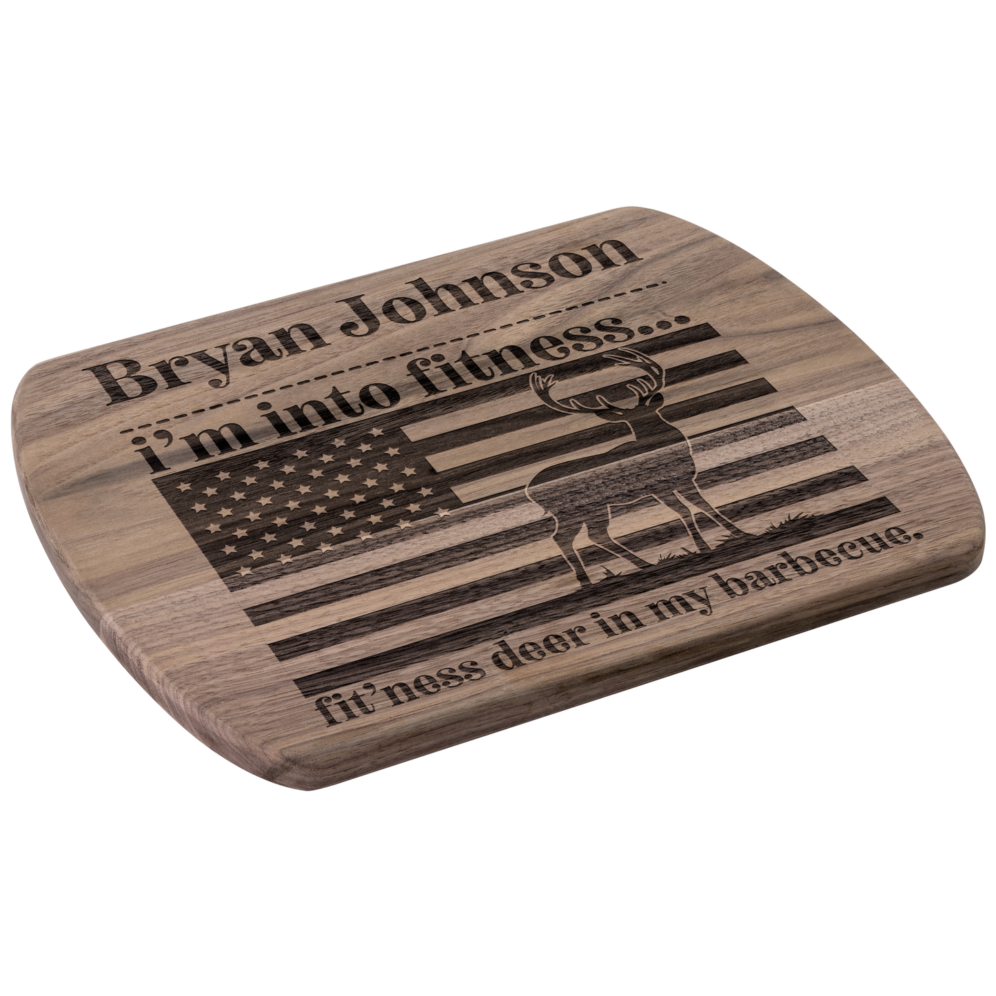 Personalized Hunters Fit'ness Hardwood Oval Cutting Board