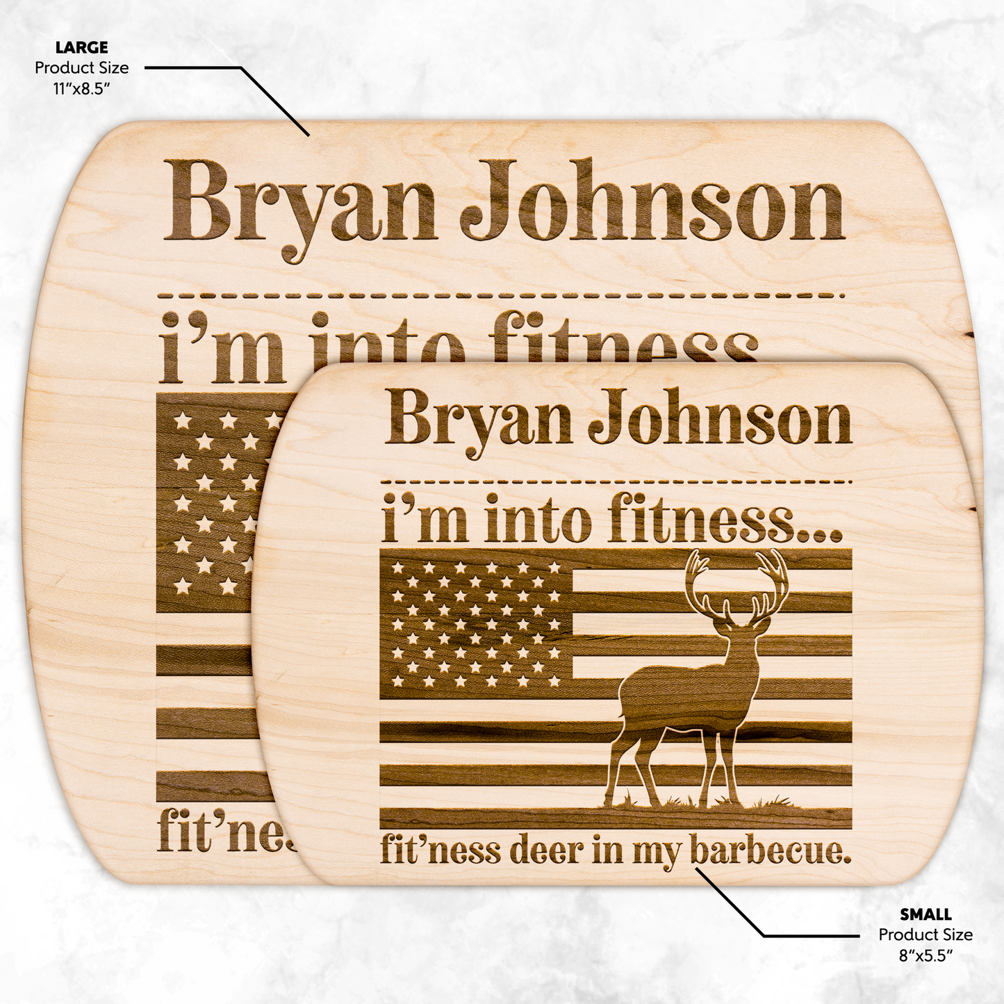 Personalized Hunters Fit'ness Hardwood Oval Cutting Board