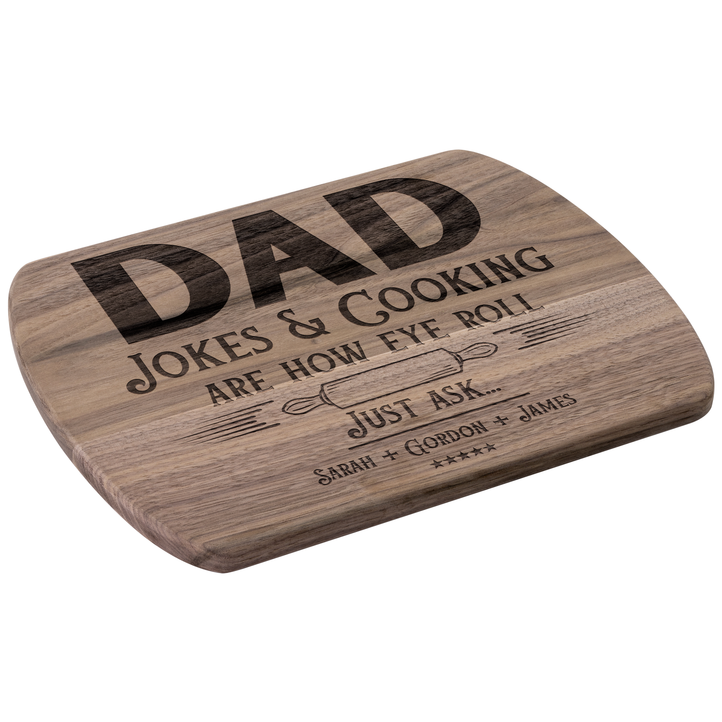 Personalized Dad Jokes & Cooking Hardwood Oval Cutting Board