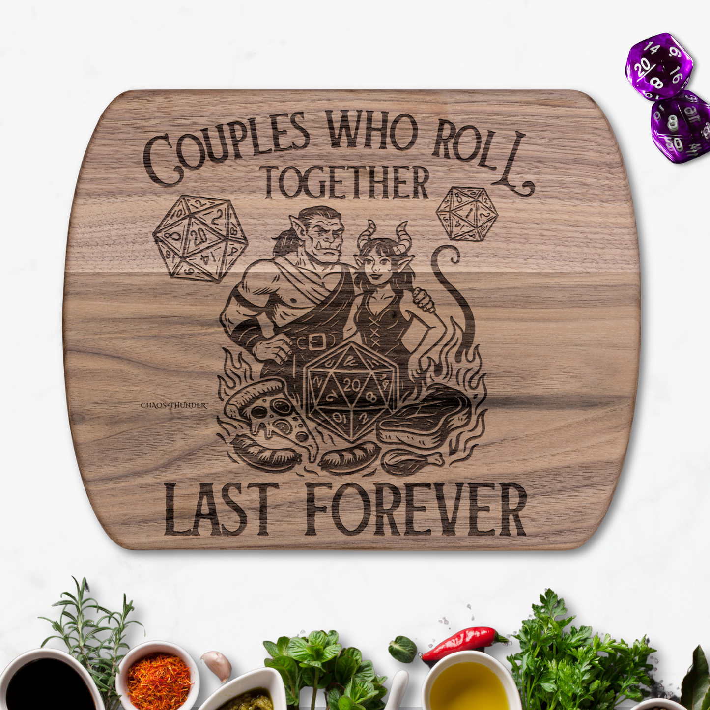 Couples Who Roll Together™ | Maple & Walnut Hardwood Chopping Board for DND Fans