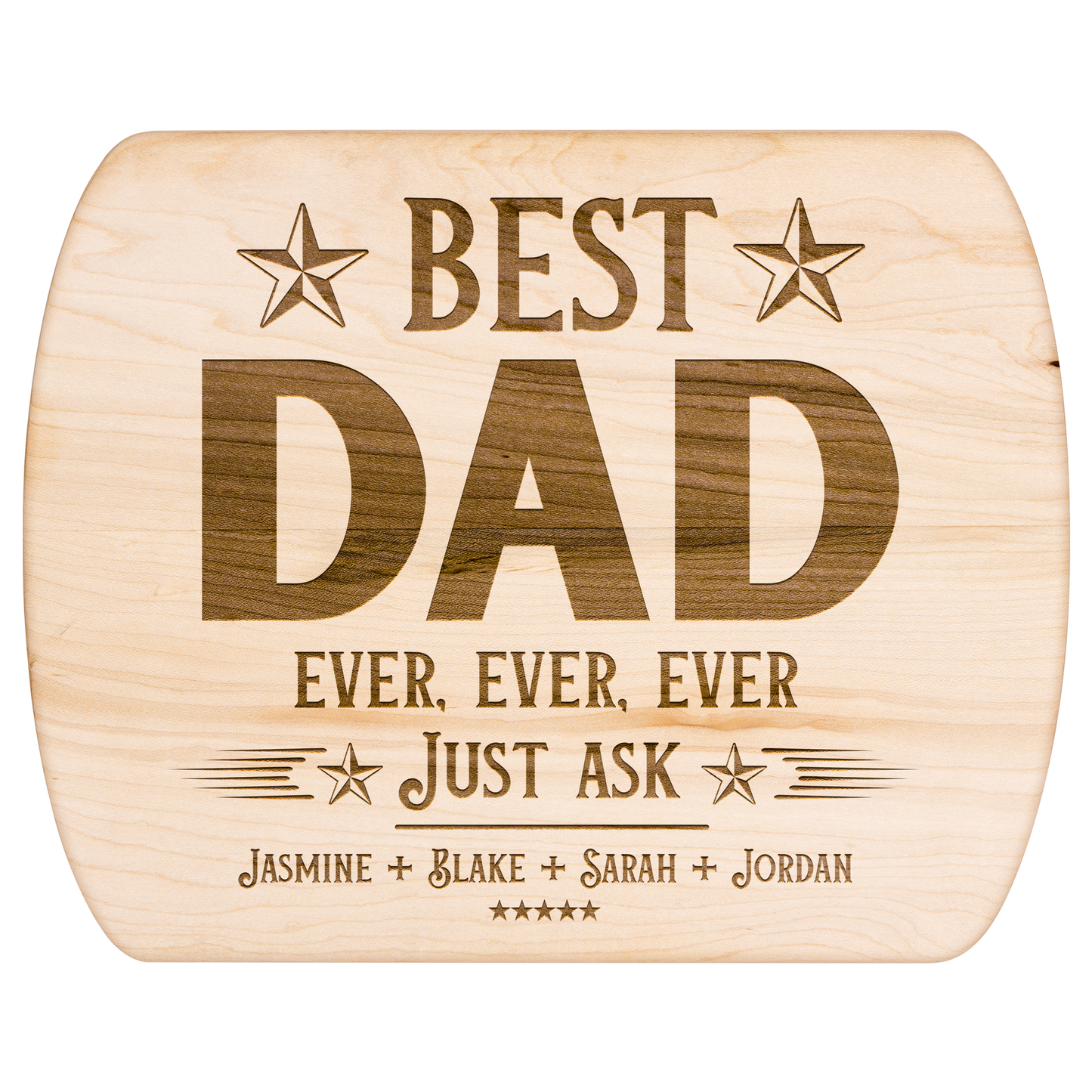 Personalized Best Dad Ever Hardwood Oval Cutting Board