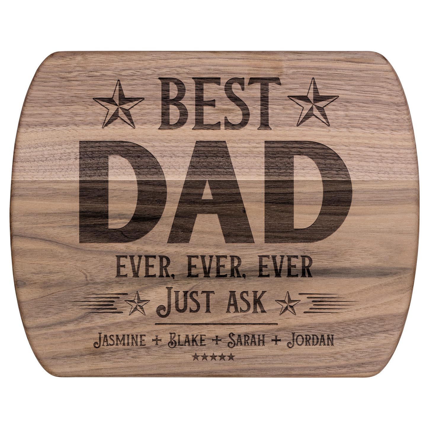 Personalized Best Dad Ever Hardwood Oval Cutting Board