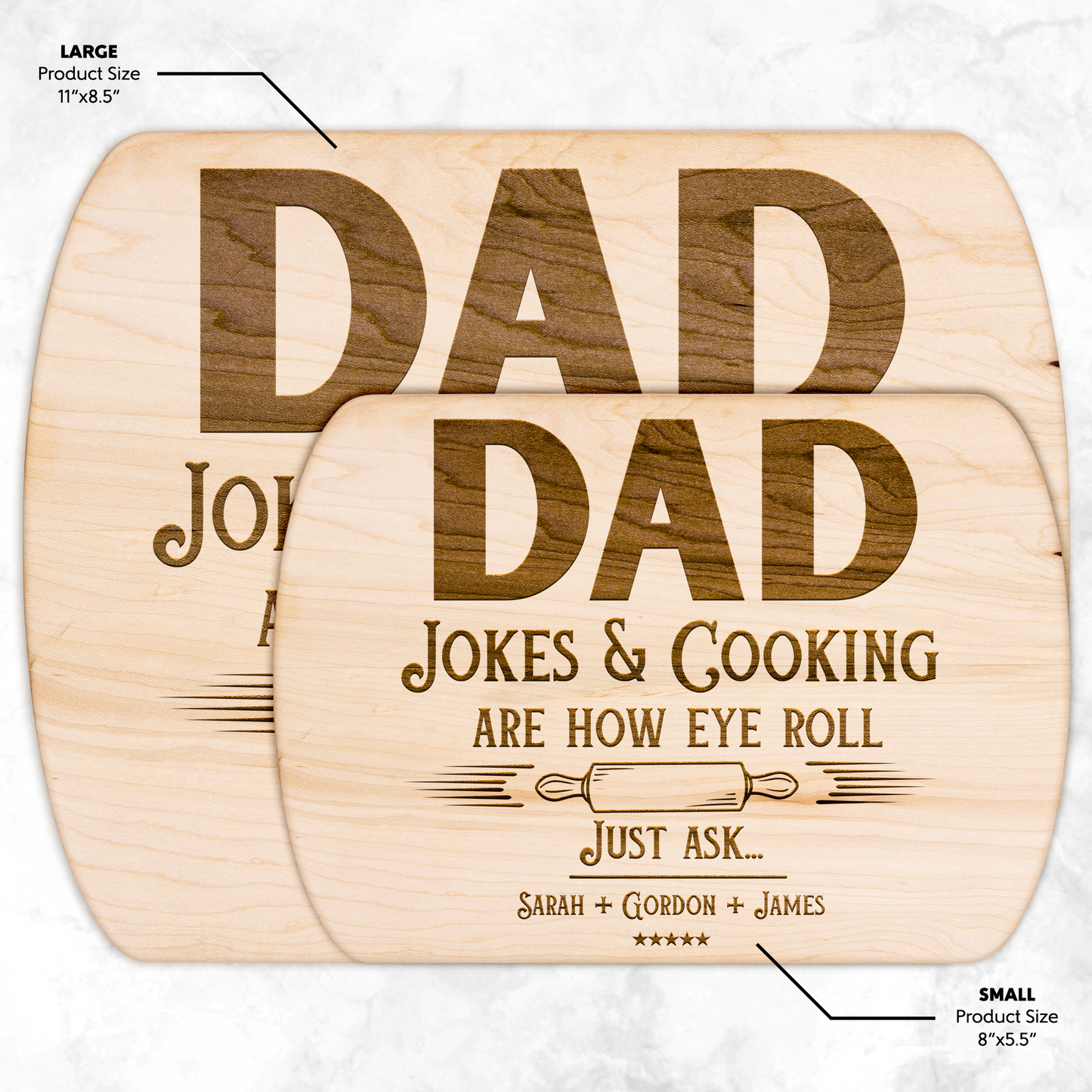 Personalized Dad Jokes & Cooking Hardwood Oval Cutting Board