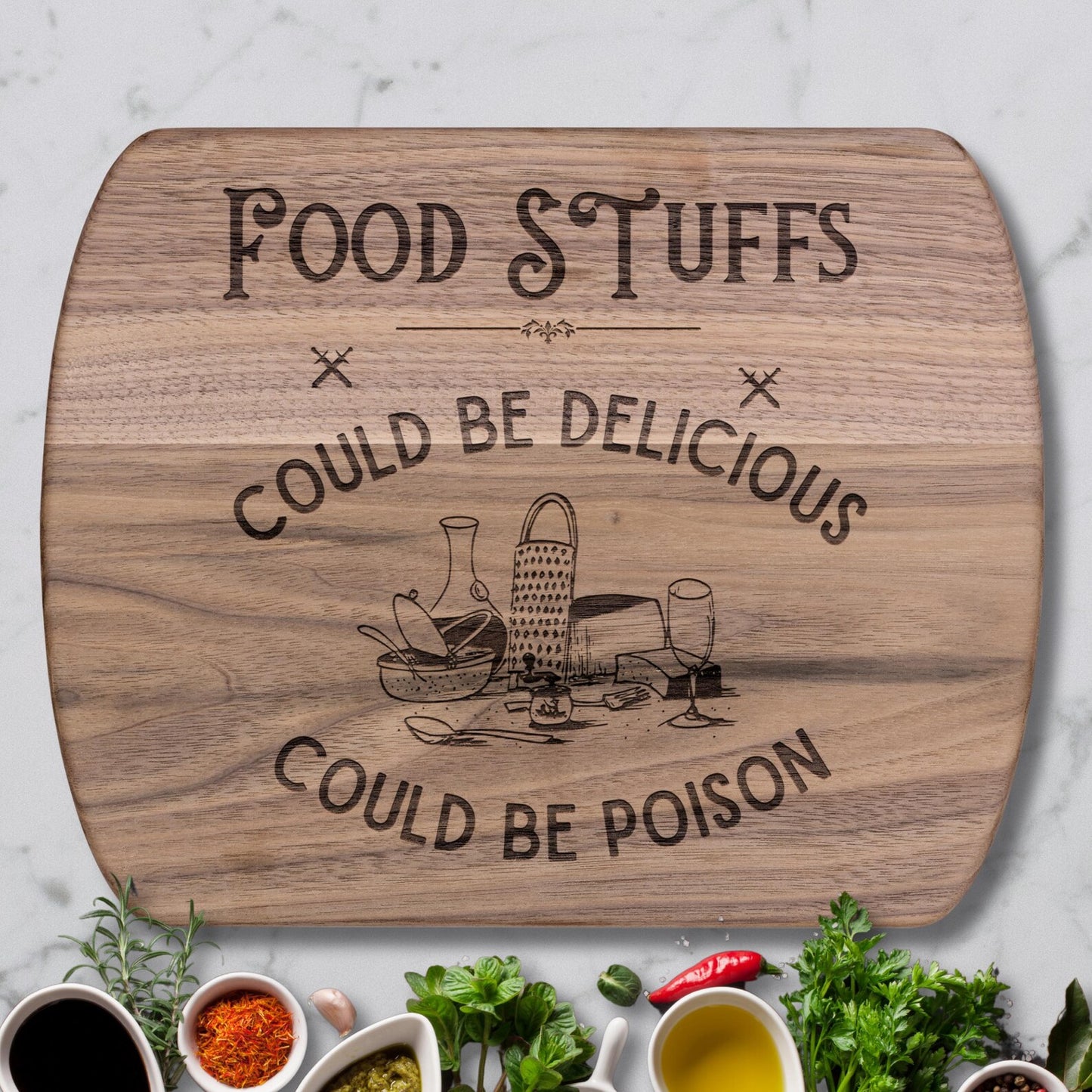 Could Be Delicious, Could be Poison™ | Maple & Walnut Hardwood Chopping Board for DND Fans