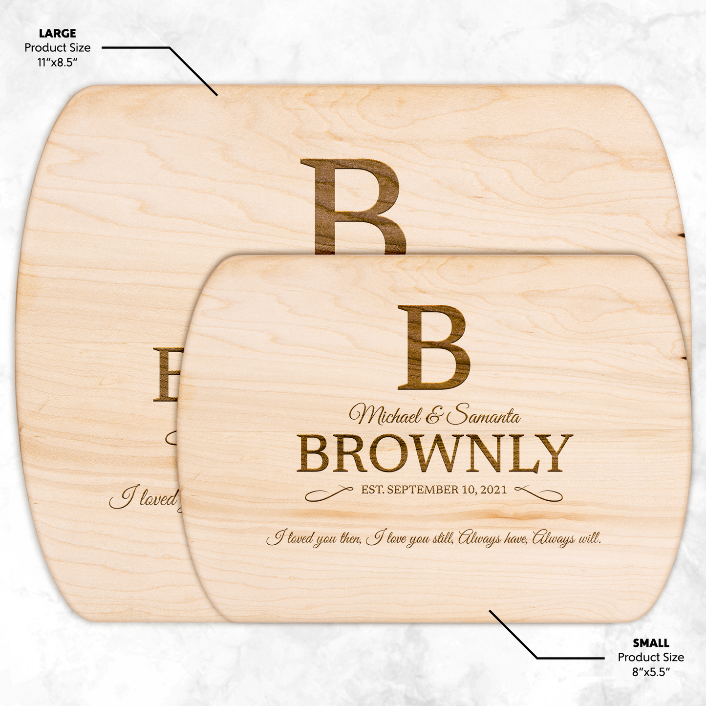 Personalized "I love you still" Hardwood Oval Cutting Board