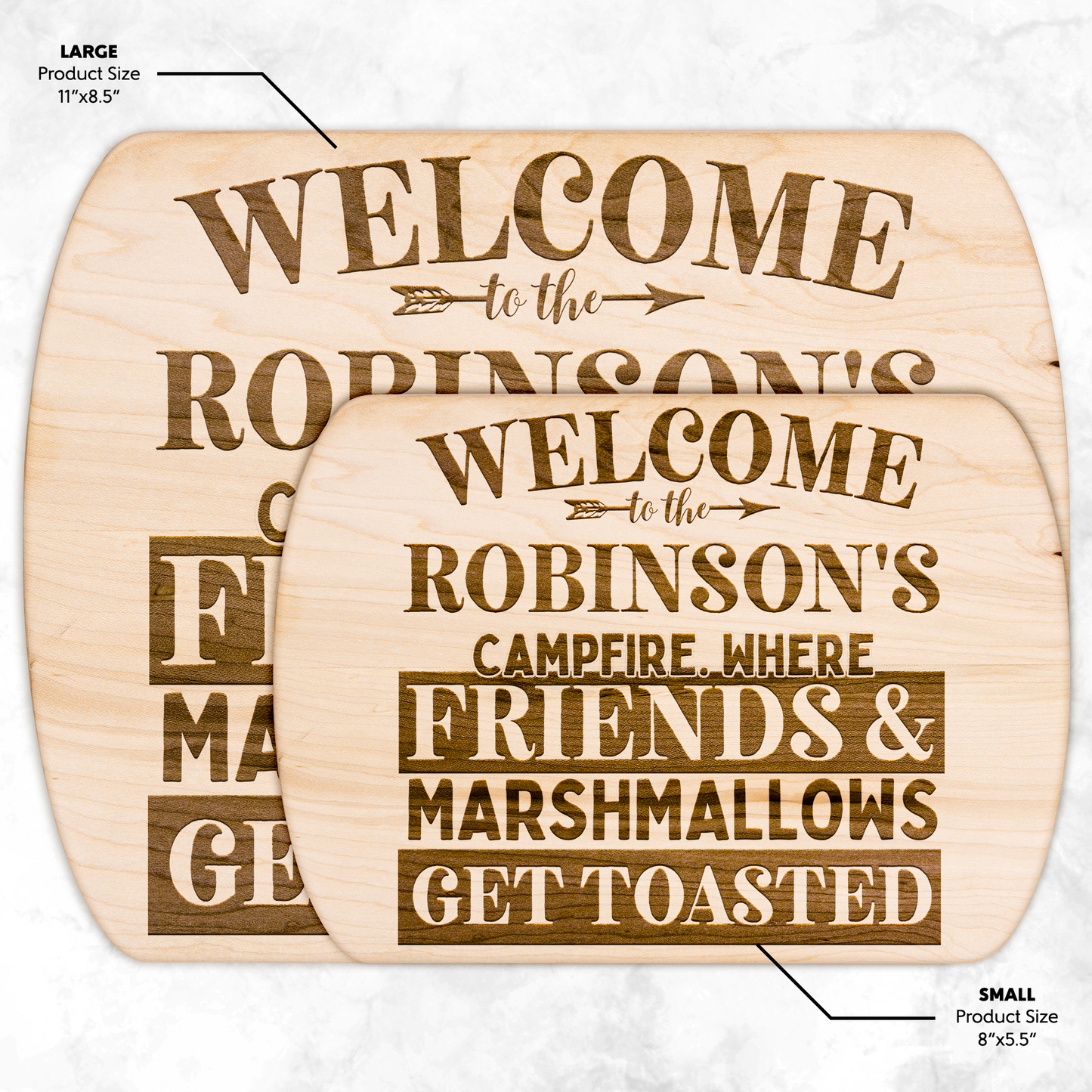 Personalized Camping Hardwood Oval Cutting Board