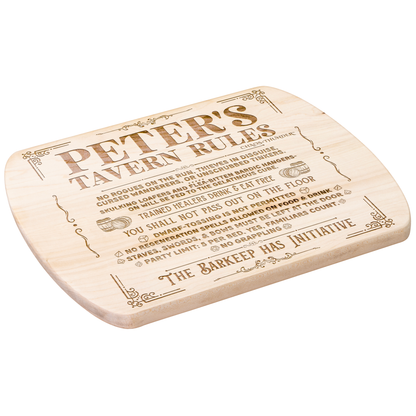 Personalized Tavern Rules™ | Maple & Walnut Hardwood Chopping Board for DND Fans