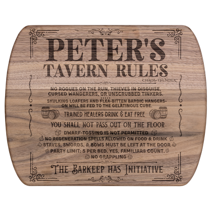 Personalized Tavern Rules™ | Maple & Walnut Hardwood Chopping Board for DND Fans