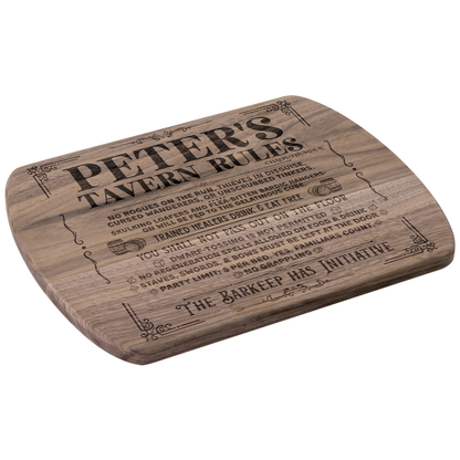 Personalized Tavern Rules™ | Maple & Walnut Hardwood Chopping Board for DND Fans