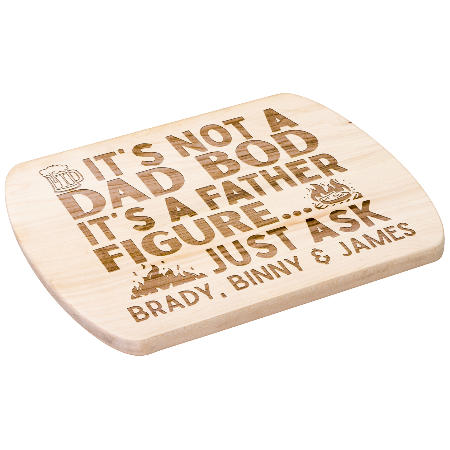 Custom Father Figure Hardwood Oval Cutting Board