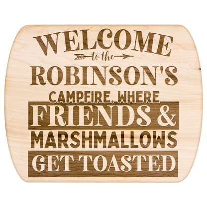 Personalized Camping Hardwood Oval Cutting Board