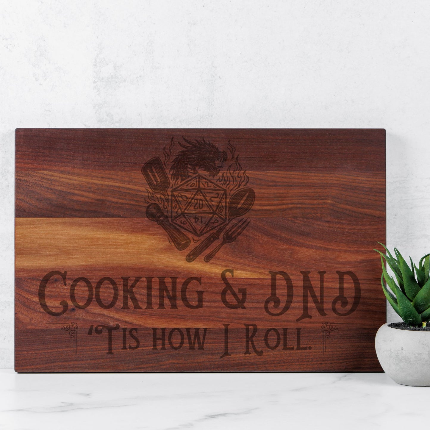 Cooking & DND 'Tis How I Roll - Traditional Maple or Walnut Hardwood Cutting Board - 16" x 10.5"