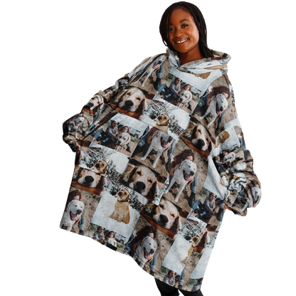 Customizable Photo Hoodie Blanket, Photo Collage Gifts for him or her, Family and Friends & Pets Custom Gifts, Special Memory Keepsake for Wedding, Birthday