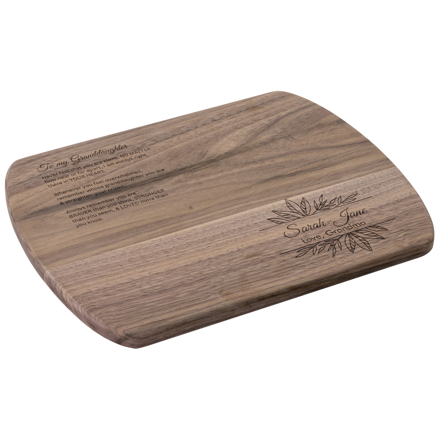 Engraved Granddaughter Gift – “Always in Your Heart” Hardwood Cutting Board