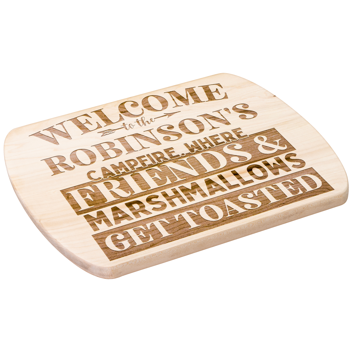 Personalized Camping Hardwood Oval Cutting Board