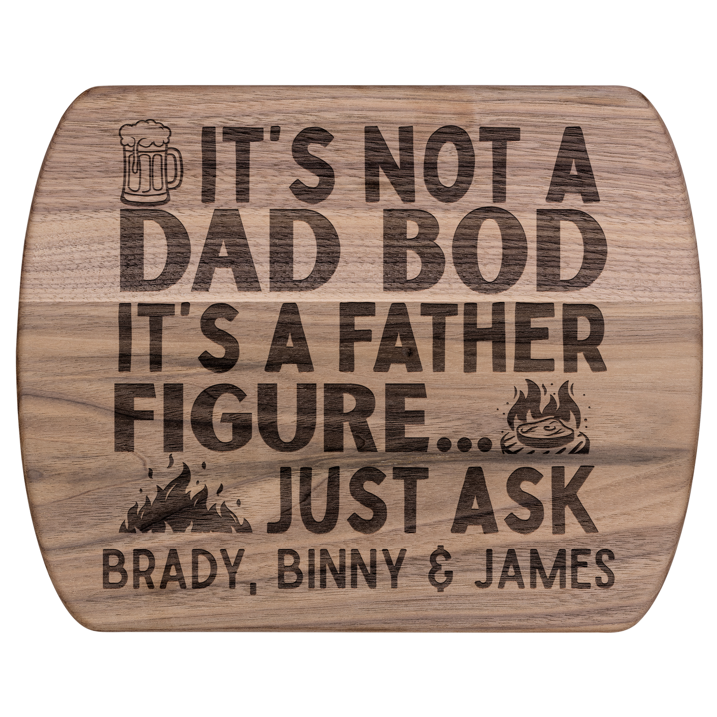 Custom Father Figure Hardwood Oval Cutting Board