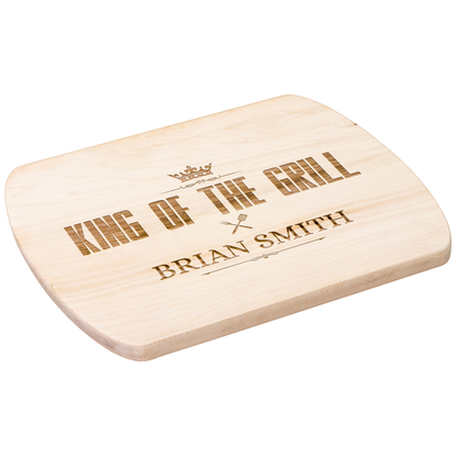 Personalized King of the Grill Hardwood Oval Cutting Board