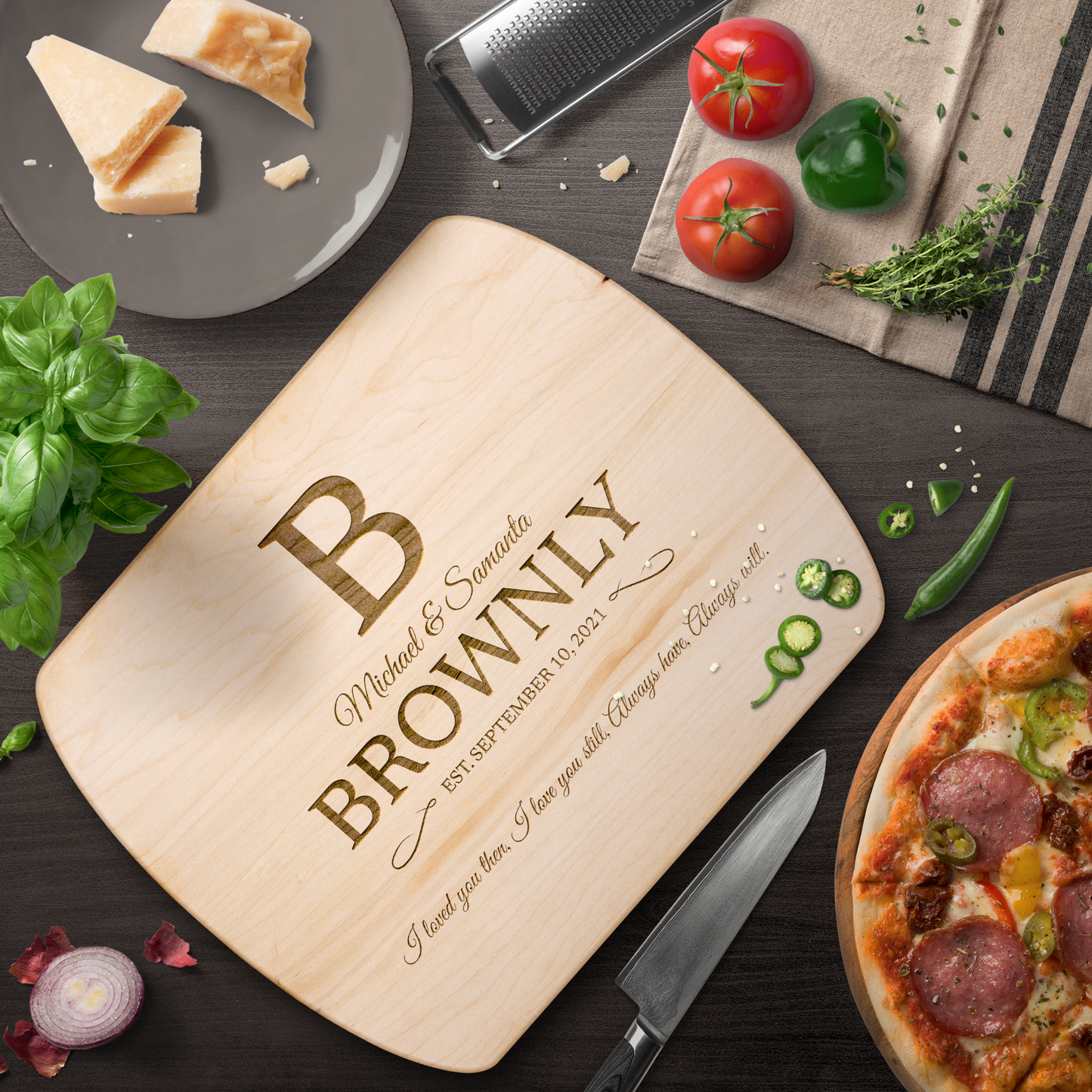 Personalized "I love you still" Hardwood Oval Cutting Board