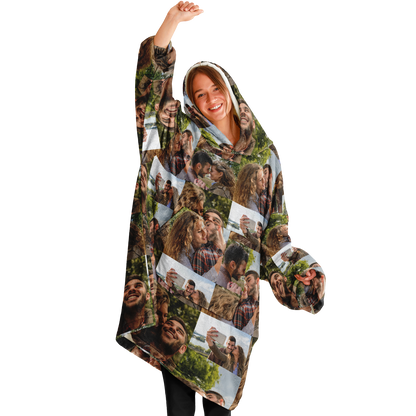 Custom Photo Upload Couples Blanket Hoodie, Custom Couples Gift, Valentine's Day Hoodie, Engagements, Anniversaries, Bachelorette's