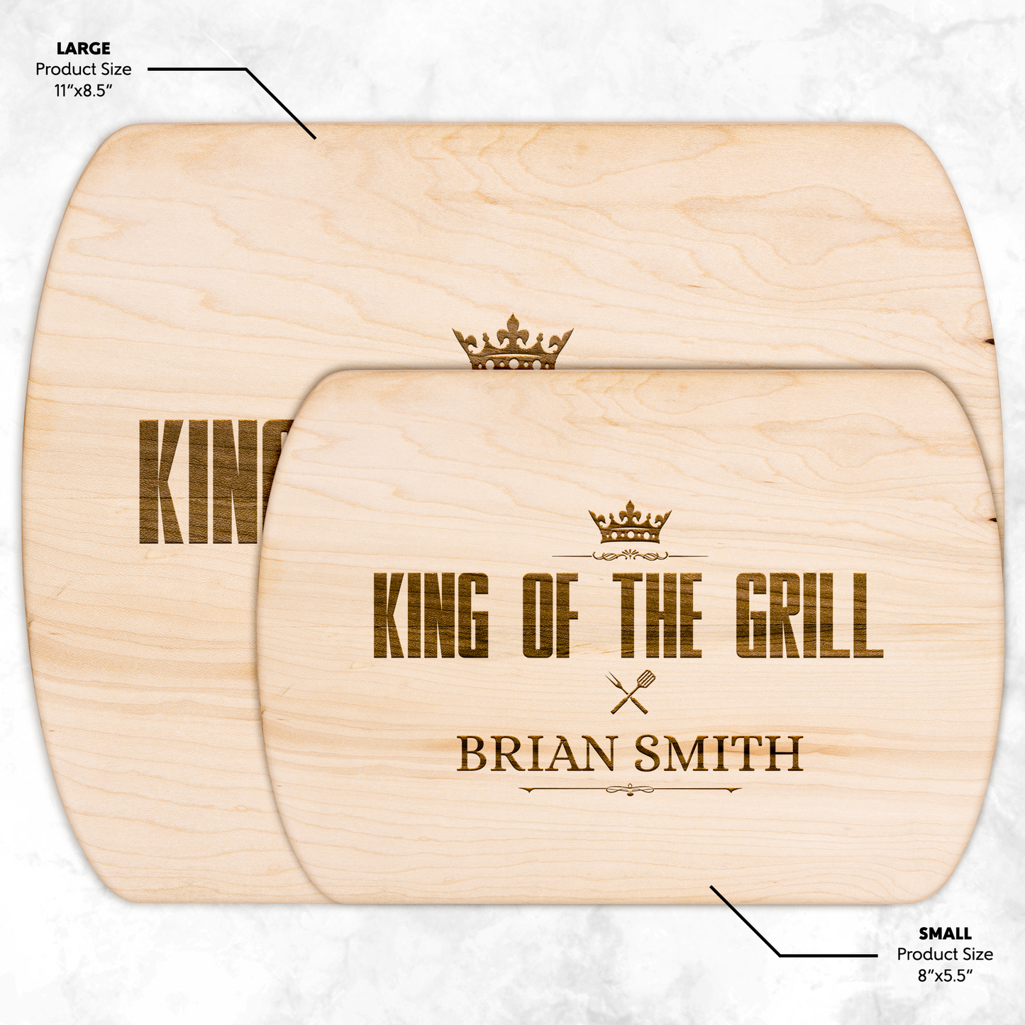Personalized King of the Grill Hardwood Oval Cutting Board