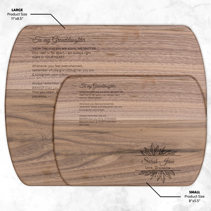 Engraved Granddaughter Gift – “Always in Your Heart” Hardwood Cutting Board