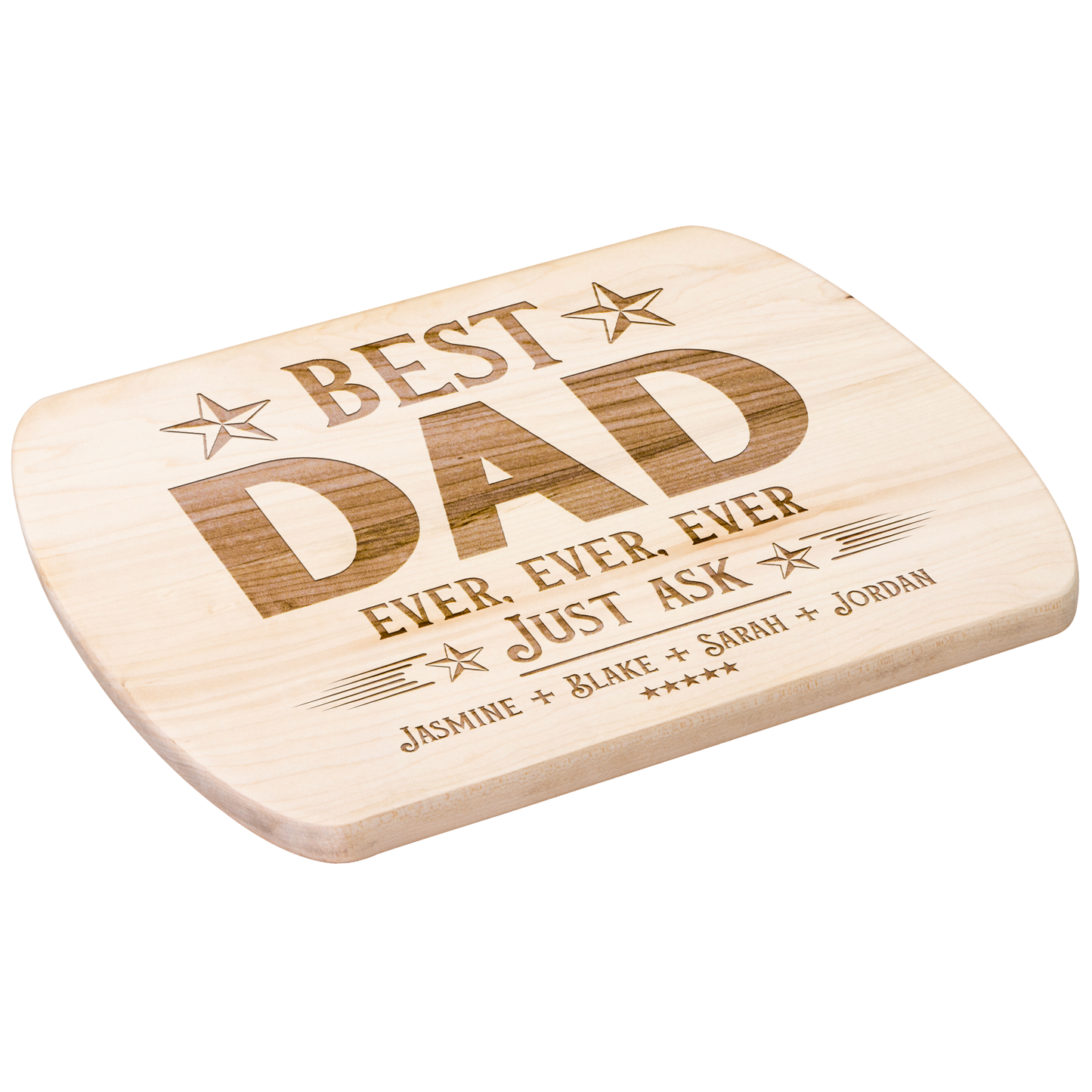 Personalized Best Dad Ever Hardwood Oval Cutting Board
