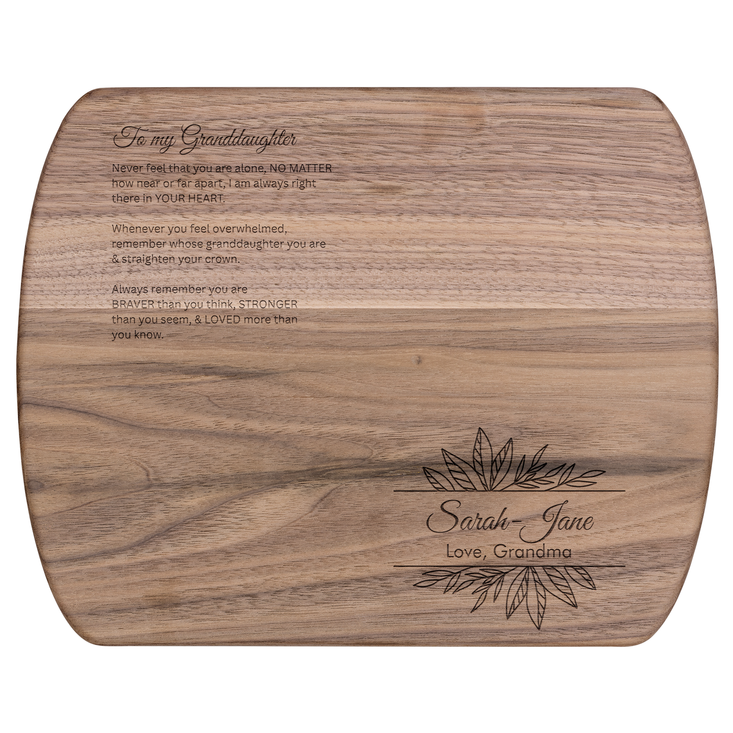 Engraved Granddaughter Gift – “Always in Your Heart” Hardwood Cutting Board