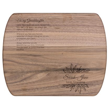 Engraved Granddaughter Gift – “Always in Your Heart” Hardwood Cutting Board