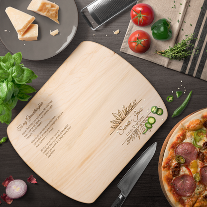 Engraved Granddaughter Gift – “Always in Your Heart” Hardwood Cutting Board