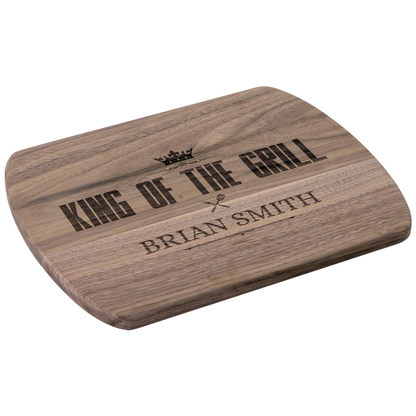 Personalized King of the Grill Hardwood Oval Cutting Board