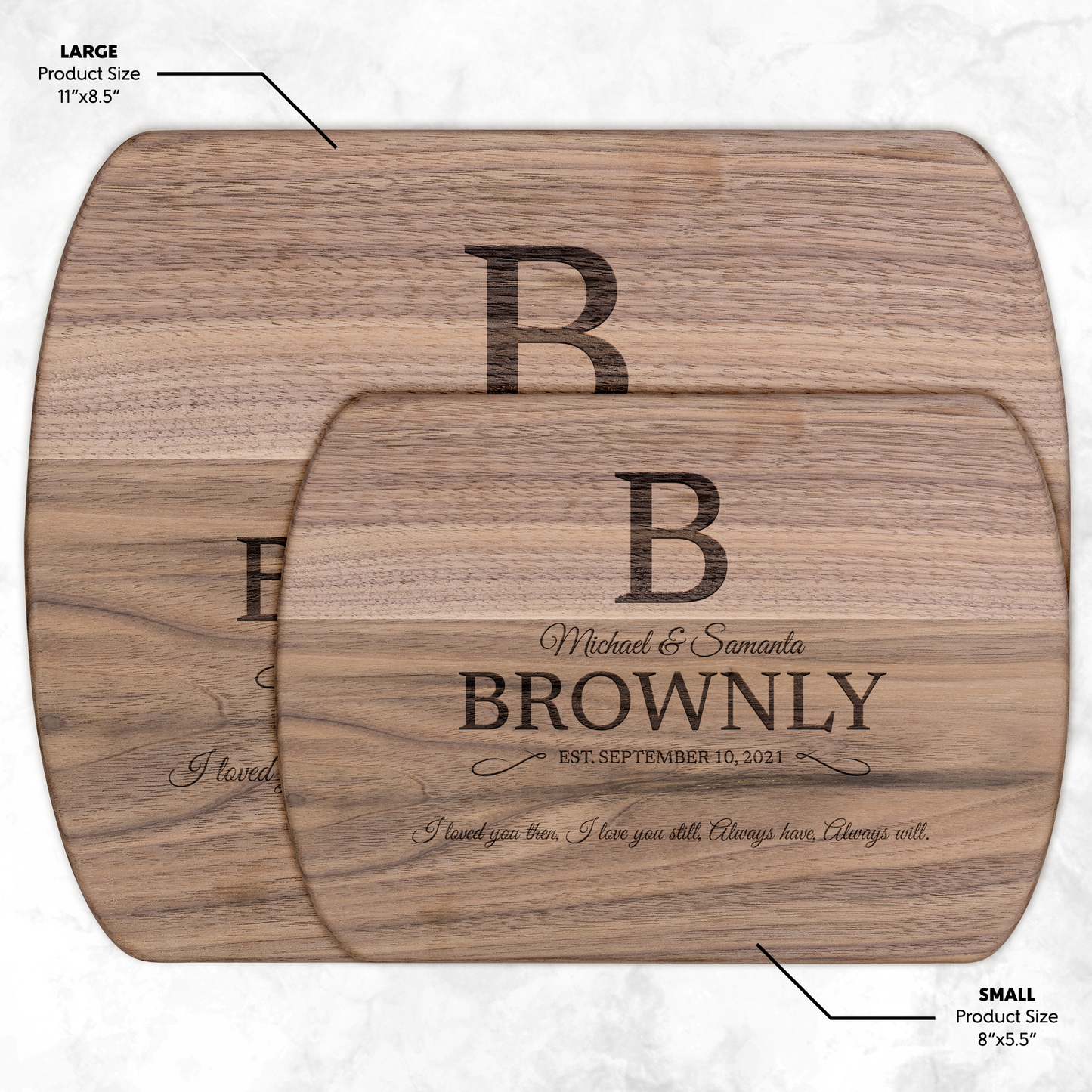 Personalized "I love you still" Hardwood Oval Cutting Board