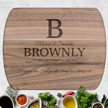 Personalized "I love you still" Hardwood Oval Cutting Board