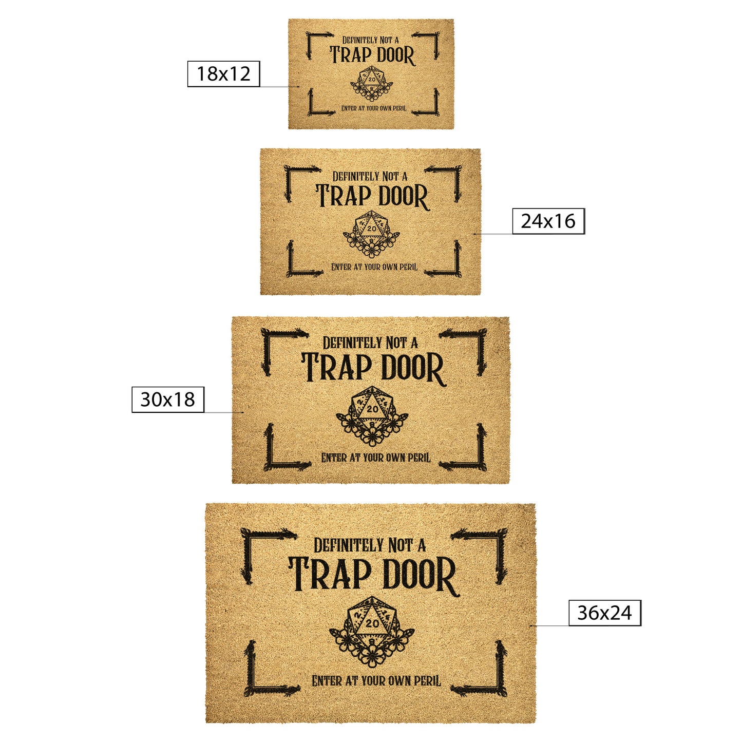 DND Doormat | "Definitely Not a Trap Door" | Perfect Gift for D&D Fans