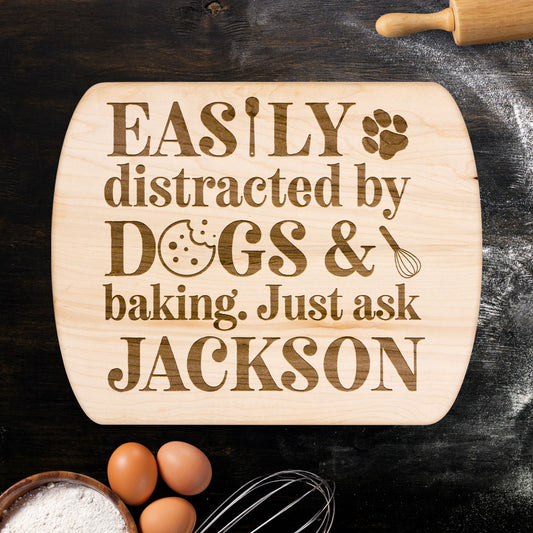 Personalized Dogs & Baking Hardwood Oval Cutting Board