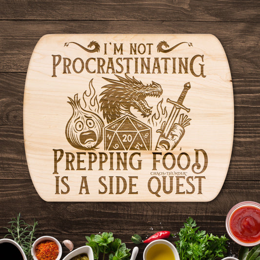 I'm Not Procrastinating™ | Maple & Walnut Hardwood Chopping Board for DND Fans