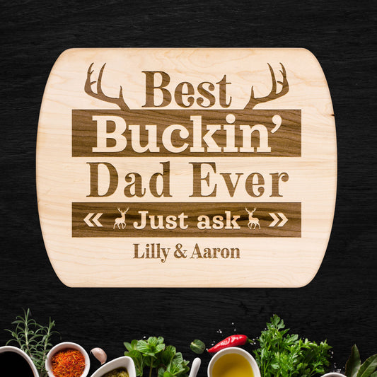 Personalized Best Buckin' Dad Hardwood Oval Cutting Board