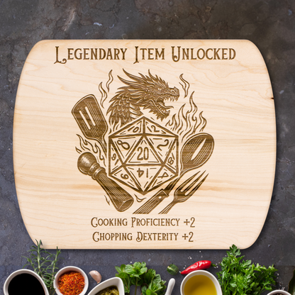Legendary Item Unlocked™ | Maple & Walnut Hardwood Chopping Board for DND Fans