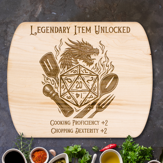 Legendary Item Unlocked™ | Maple & Walnut Hardwood Chopping Board for DND Fans