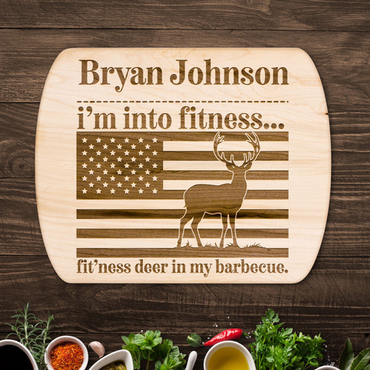 Personalized Hunters Fit'ness Hardwood Oval Cutting Board