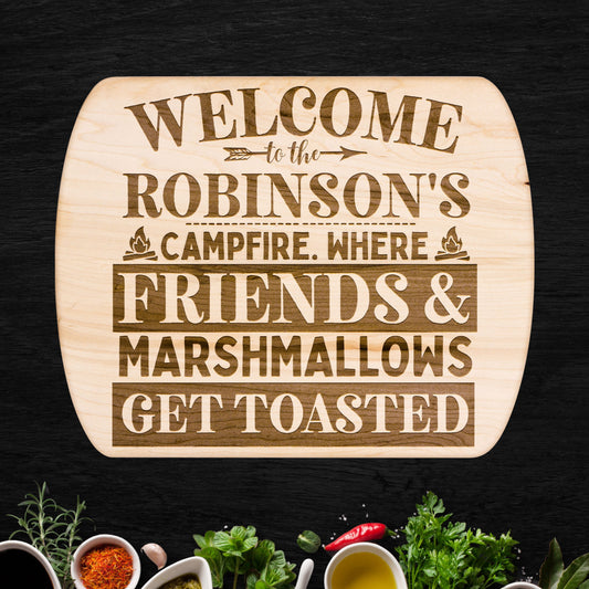 Personalized Campers Hardwood Oval Cutting Board