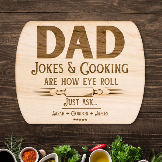Personalized Dad Jokes & Cooking Hardwood Oval Cutting Board