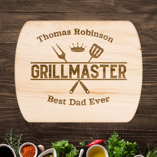 Custom King of the Grill Hardwood Oval Cutting Board