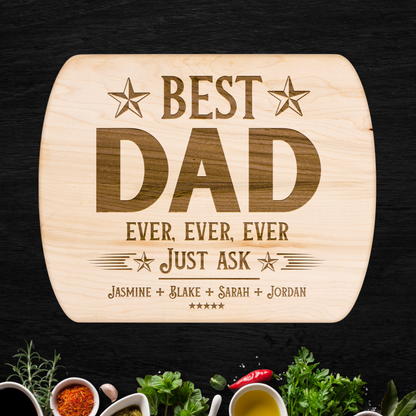 Personalized Best Dad Ever Hardwood Oval Cutting Board