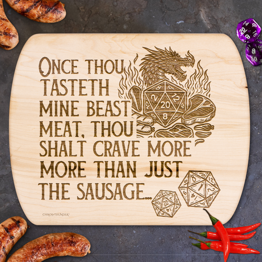 Once Thou Tasteth Mine Beast Meat™ - Maple & Walnut Hardwood Chopping Board for DND Fans