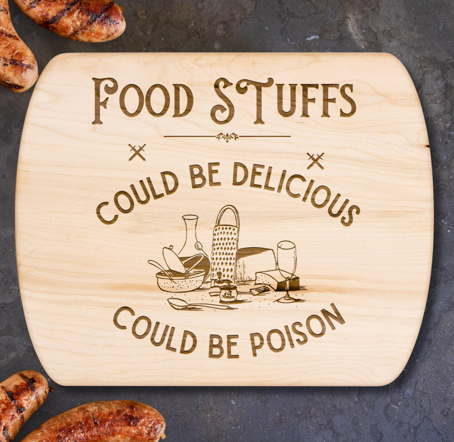 Could Be Delicious, Could be Poison™ | Maple & Walnut Hardwood Chopping Board for DND Fans