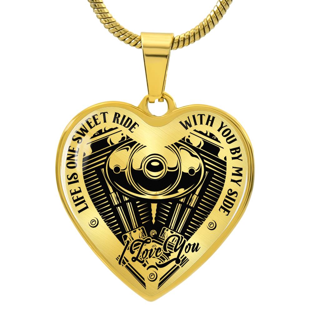 Life is One Sweet Ride With You By My Side - I Love You - Graphic Heart Pendance