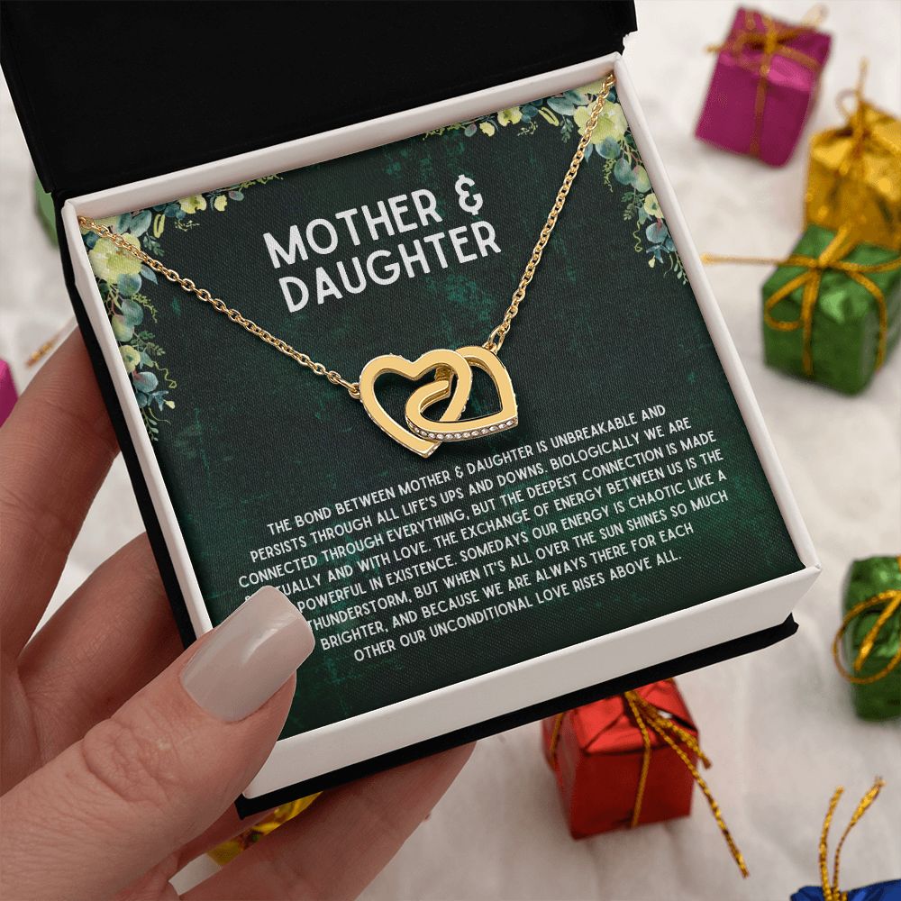 Mothers Day Gift from Daughter with Message Card and Stunning Connected Hearts Necklace for Mother's Day or Birthday