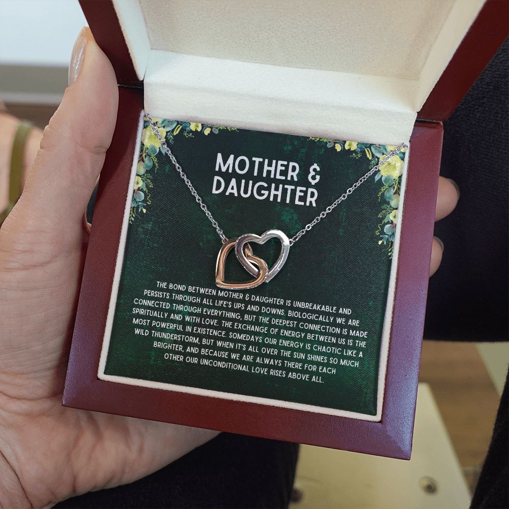 Mothers Day Gift from Daughter with Message Card and Stunning Connected Hearts Necklace for Mother's Day or Birthday