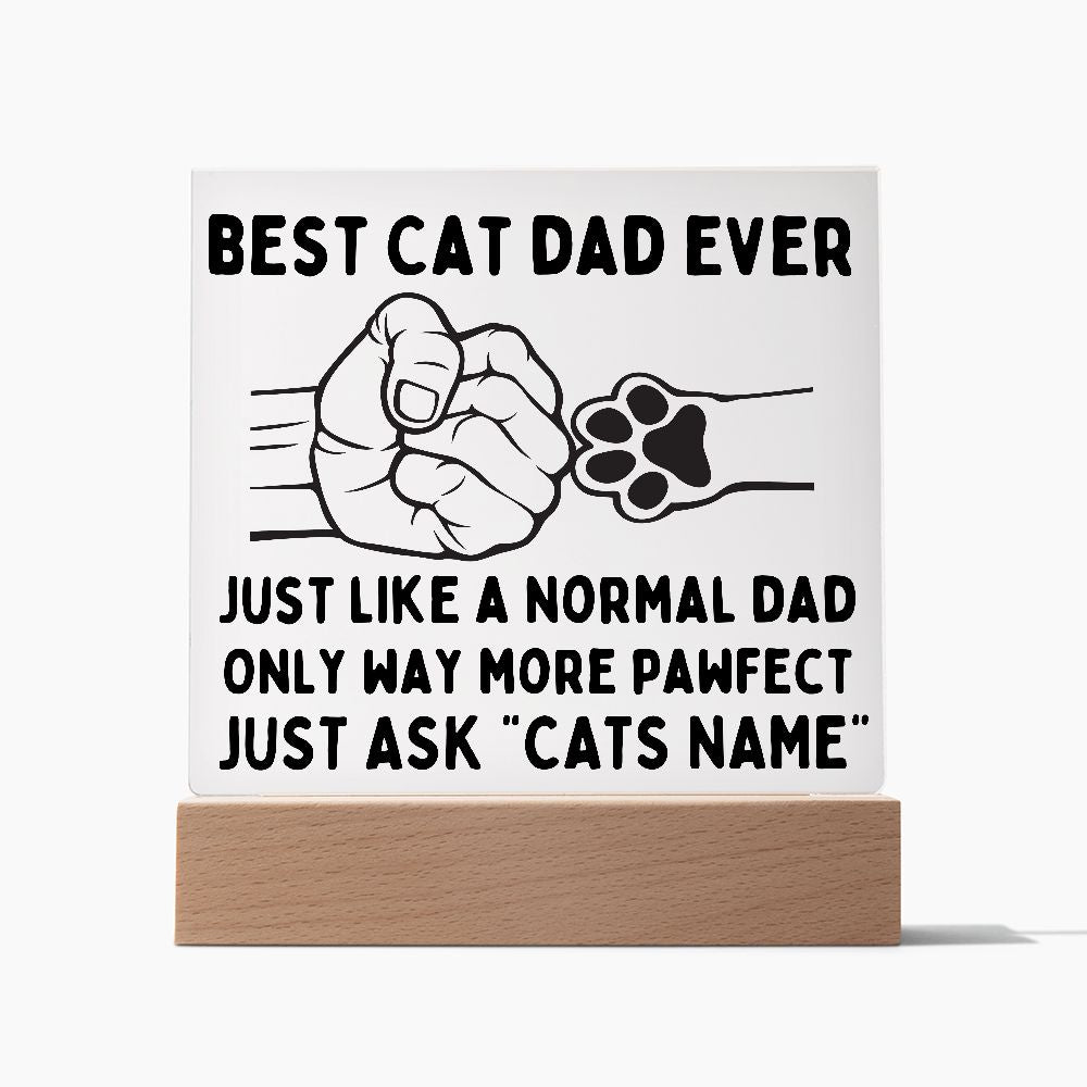 Personalized Best Cat Dad Ever LED Plaque for Father's Day